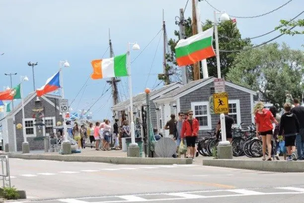 a group of people walking down the street