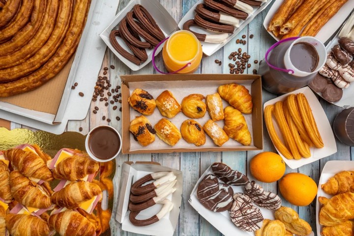 a bunch of food on a table