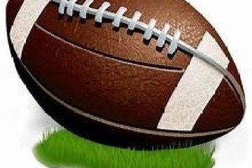 Illustration of an American football on grass.